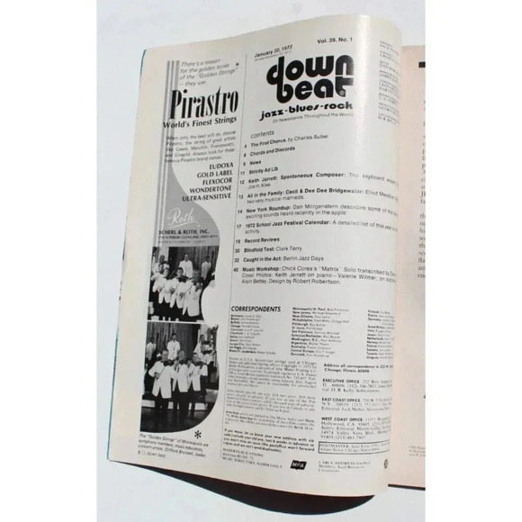 Vtg January 20, 1972 Down Beat Music Magazine Vol. 39 No. 1 - Keith Jarrett - Picture 2 of 3